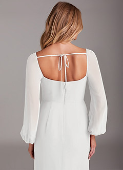 Azazie Charissa Bridesmaid Dresses White Sheath Long Sleeve Chiffon Dress image2