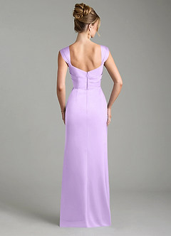 Azazie Filippa Bridesmaid Dresses Lilac A-Line Pleated Stretch Satin Dress image2