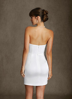 Azazie Erica Wedding Dresses Diamond White Sheath Stretch Satin Dress image2