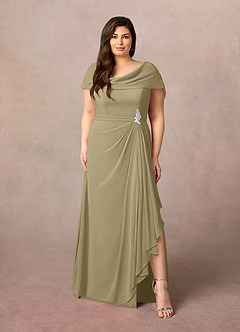 Azazie Mary Mother of the Bride Dresses Moss Green A-Line Side Slit Chiffon Dress image6