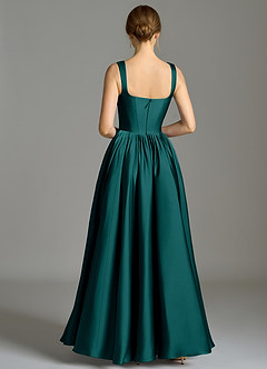 Azazie Verina Bridesmaid Dresses Peacock A-Line Pleated Stretch Satin Dress image6