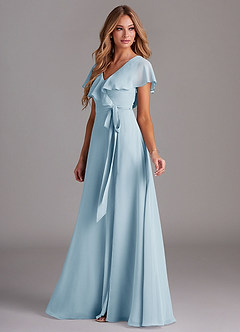 Azazie Lainey Bridesmaid Dresses Sky Blue A-Line with Pockets Chiffon Dress image5