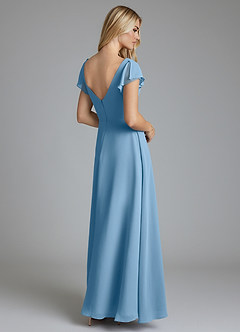 Azazie Omari Bridesmaid Dresses Steel Blue A-Line Chiffon Dress image2