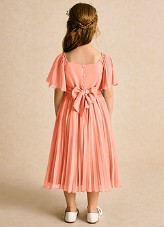 Azazie Gisele Abiti da Ragazza di Fiori Abito A-Line in Chiffon Plissettato Tramonto image6