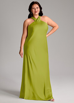 Azazie Doretta Bridesmaid Dresses Lemongrass Mermaid Pleated Stretch Satin Dress image10