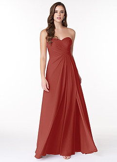 Azazie Arabella Allure Bridesmaid Dresses Terracotta A-Line Sweetheart Neckline Chiffon Convertible Dress image4