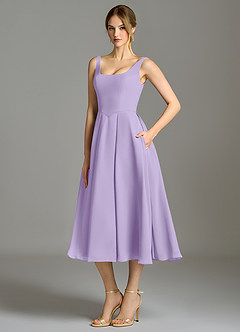 Azazie Amalie Bridesmaid Dresses Lilac A-Line Pleated Chiffon Dress image1