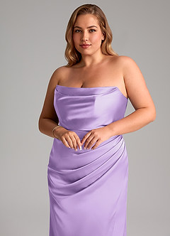 Azazie Leonis Brautjungfernkleider Wandelbar Meerjungfrau-Linie Plissee Stretch-Satin Kleid Flieder image11