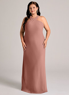 Azazie Doretta Bridesmaid Dresses Cedar Rose Mermaid Pleated Chiffon Dress image6