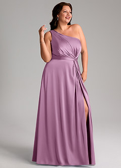 Azazie Brooke Brautjungfernkleider A-Linie One-Shoulder Stretch-Satin Kleid Blauregen image11