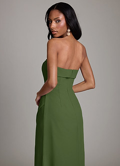 Azazie Aretha Robes de demoiselle d'honneur Robe Trapèze en Mousseline de soie Sans bretelles Olive image4