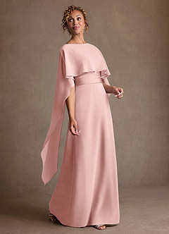 Azazie Marilla Mère de la mariée Robes Robe Trapèze en Mousseline de soie Plissée Rose Poudré image2