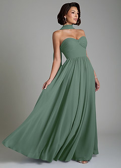 Azazie Petra Bridesmaid Dresses Eucalyptus A-Line Corset Chiffon Dress image1