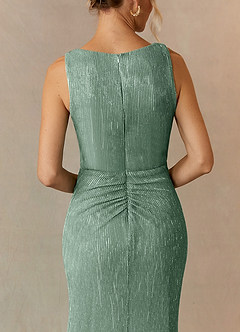 Azazie Tuscon Mother of the Bride Dresses Aquamarine A-Line Ruched Metallic Mesh Dress image7