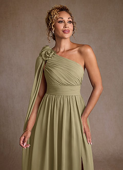 Azazie Lancaster Mother of the Bride Dresses Moss Green A-Line One Shoulder Chiffon Dress image6