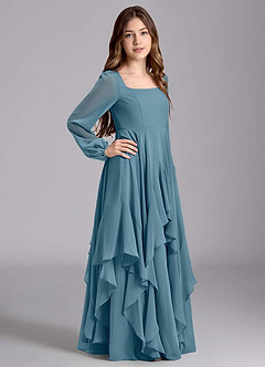 Azazie Clara Junior Vestido de Bermudas de Gasa de Corte en A con Blusón image4