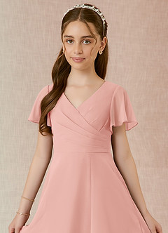 Azazie Induh Junior Abito A-Line in Chiffon Increspato Rosetta image4