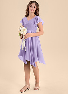 Azazie Janeaurelia Junior Lilac A-Line Pleated Chiffon Dress image1