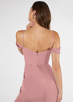 Azazie Kit Bridesmaid Dresses Dusty Rose Mermaid Off the Shoulder Mesh Dress image8