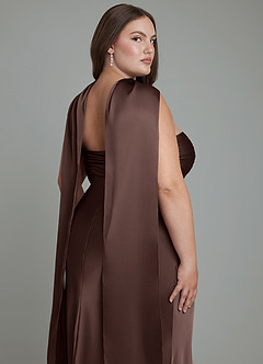 Azazie Saylor Vestidos de damas de honor Vestido Ganache de Satén Elástico de Corte Sirena con Palabra de honor image19