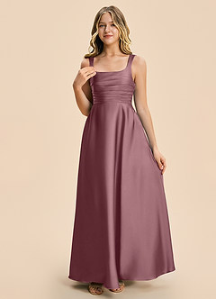 Azazie Azaria Junior A-Linie Plissee Stretch-Satin Kleid Amethyst image6
