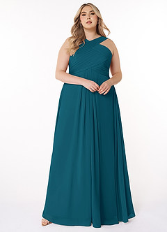 Azazie Kaleigh Bridesmaid Dresses Ink Blue A-Line Pleated Chiffon Dress image7
