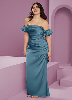 Barbie ♥ Azazie Bridesmaid Dresses Bermuda Sheath Off the Shoulder Stretch Satin Convertible Dress image14