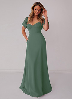 Barbie ♥ Azazie Bridesmaid Dresses Chiffon A-line Dress with Puff Sleeves image5