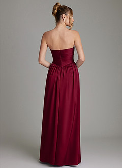 Azazie Zena Bridesmaid Dresses Burgundy A-Line Strapless Stretch Satin Dress image6