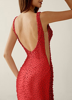 Roxana Red V-neck Hot Rhinestones Corset Prom Dress image6