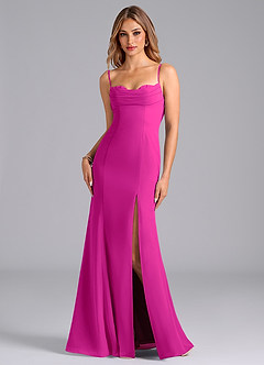 Azazie Wynni Bridesmaid Dresses Fuchsia Mermaid Corset Chiffon Dress image1