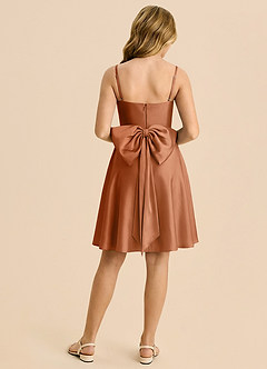 Azazie Bear Junior Linia A Dekolt w kształcie serca Satyna elastyczna Mini Młodsza druhna Sukienka image2