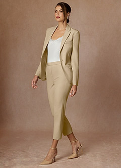 front Kennedy Szampan Spodnie Wizytowe Ze Stretchem I Strukturą