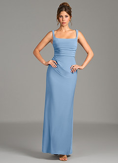 Azazie Agustina Bridesmaid Dresses Powder Blue Mermaid Corset Premium Stretch Jersey Dress image4