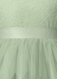 Azazie Chica Flower Girl Dresses Dusty Sage A-Line Lace Tulle Dress image4