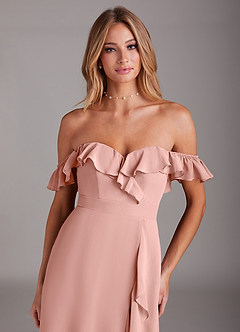 Azazie Lyra Bridesmaid Dresses Rosette A-Line Chiffon Convertible Dress image9