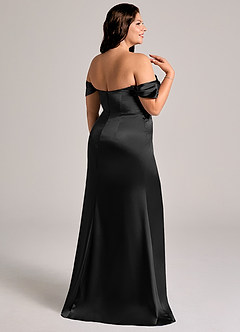 Azazie Saige Vestidos de damas de honor Vestido de Negro de Satén Metálico de Corte Recto Convertible con Vestidos sin tirantes image14