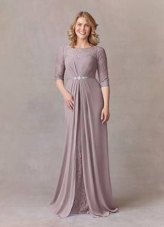 Azazie Leonine Mother of the Bride Dresses Dusk A-Line Scoop lace Chiffon Dress image3