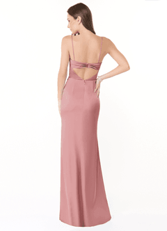 Azazie Leonis Bridesmaid Dresses Dusty Rose Mermaid Pleated Stretch Satin Convertible Dress image3