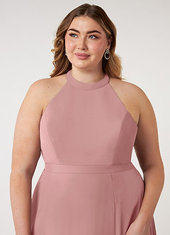 Azazie Clarice Bridesmaid Dresses Dusty Rose A-Line Halter Chiffon Dress image13