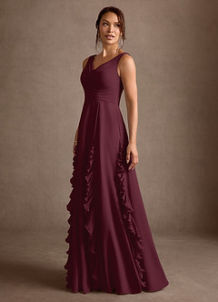 Azazie Darla Mother of the Bride Dresses Cabernet A-Line Ruched Chiffon Dress image6