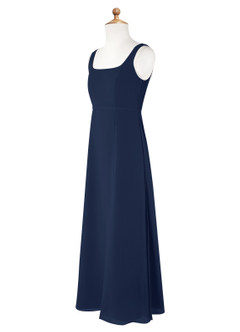 Azazie Renee Junior Dark Navy A-Line Side Slit Chiffon Dress image7