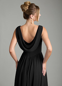 Azazie Novi Bridesmaid Dresses Black A-Line Pleated Chiffon Dress image2