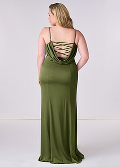 Barbie ♥ Azazie Bridesmaid Dresses Olive Mermaid Corset Stretch Satin Dress image7