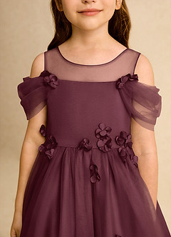 Azazie Juni Blumenmädchenkleider Ballkleid Plissee Tüll Kleid Cabernetrot image9