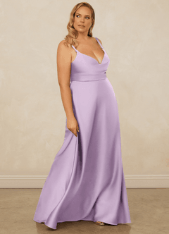 Christian Siriano Bridal for Azazie 1001 Robes de demoiselle d'honneur Robe Trapèze en Satin extensible Encolure en Forme de Cœur Frostiges Flieder image14