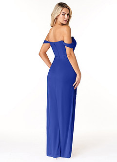Azazie Tessa Bridesmaid Dresses Royal Blue Sheath Sweetheart Off-The-Shoulder Mesh Convertible Dress image5