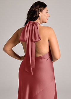 Azazie Velli Abiti da Damigella Abito Sirena in Raso Elasticizzato Collo Alto Rosa Antica image12