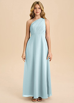 Azazie Phaedra Junior Mist A-Line Pleated Chiffon Dress image4