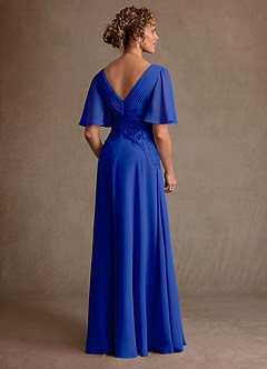 Azazie Milliat 신부의 어머니 드레스 A라인 레이스 쉬폰 플로어 길이 드레스 image3